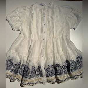 Like New Anthropologie Blue Tassel Embroidered Blouse